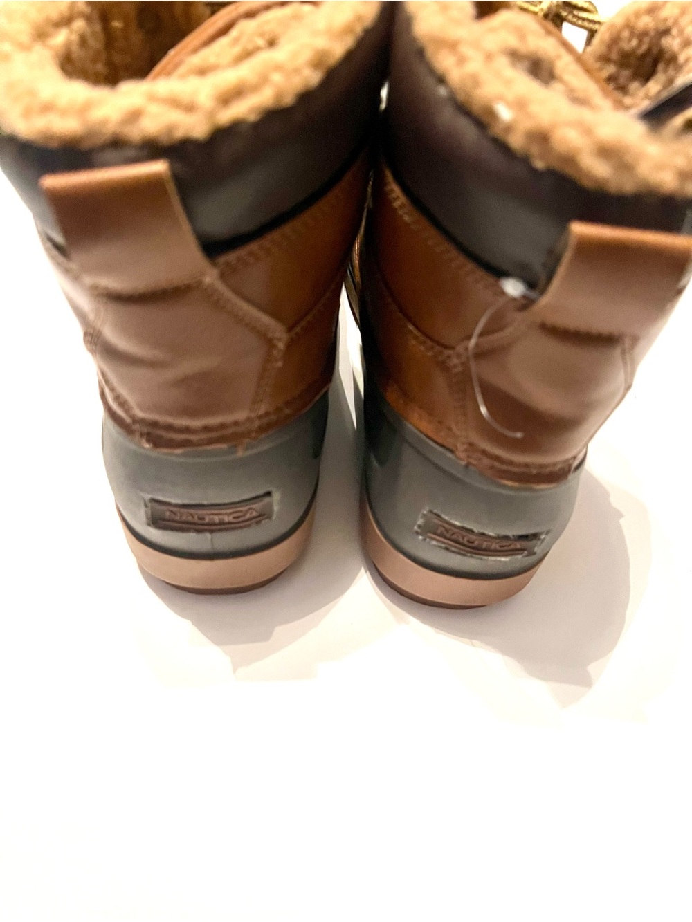Nautica Men’s Brown Leather Water Resistant Lace Up Duck Boots-Size 11 - Picture 2 of 10